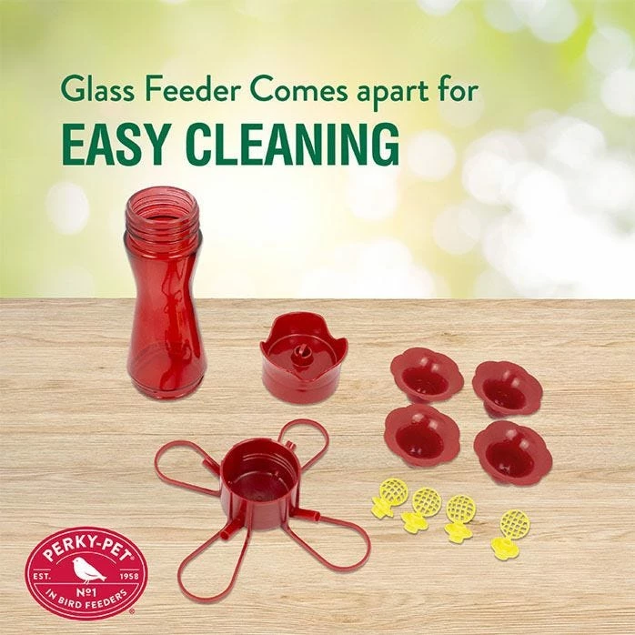 Perky-Pet® Pinch-Waist Red Glass Hummingbird Feeder - 8 Oz Nectar Capacity 4 Perky-Pet® Pinch-Waist Red Glass Hummingbird Feeder - 8 Oz Nectar Capacity - Image 4