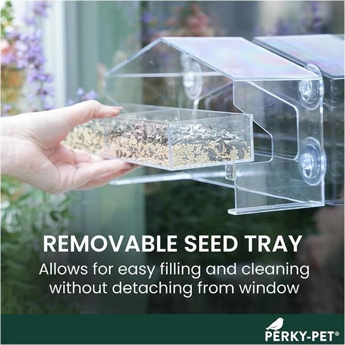 Perky-Pet® Dual-Seed Window Bird Feeder - 1 Lb Seed Capacity 7 Perky-Pet® Dual-Seed Window Bird Feeder - 1 Lb Seed Capacity - Image 7