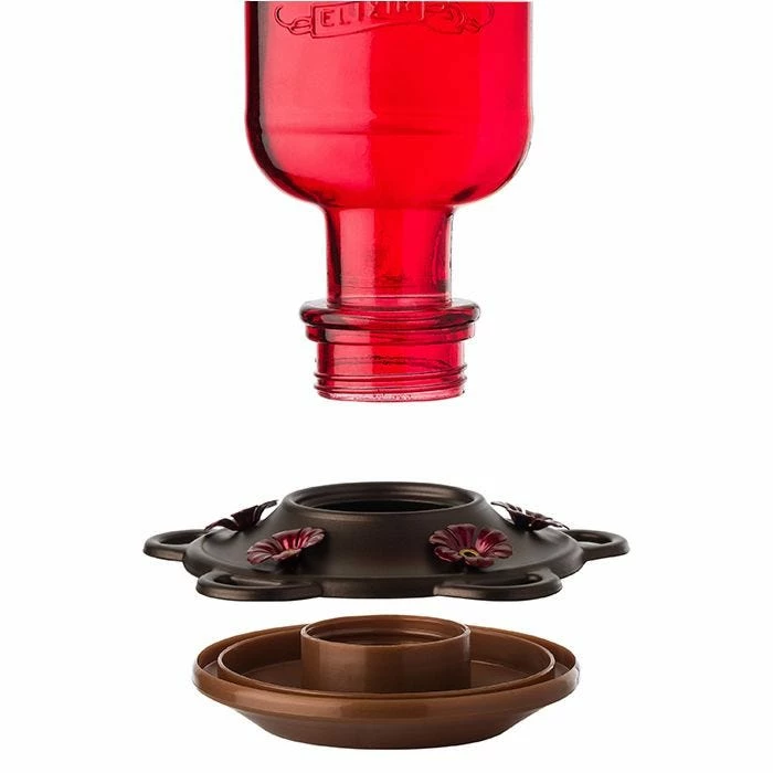 More Birds® Elixir Glass Hummingbird Feeder - 13 Oz - Red 5 More Birds® Elixir Glass Hummingbird Feeder - 13 Oz - Red - Image 5
