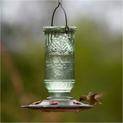 More Birds® Vintage Glass Hummingbird Feeder - 20 Oz - Green
