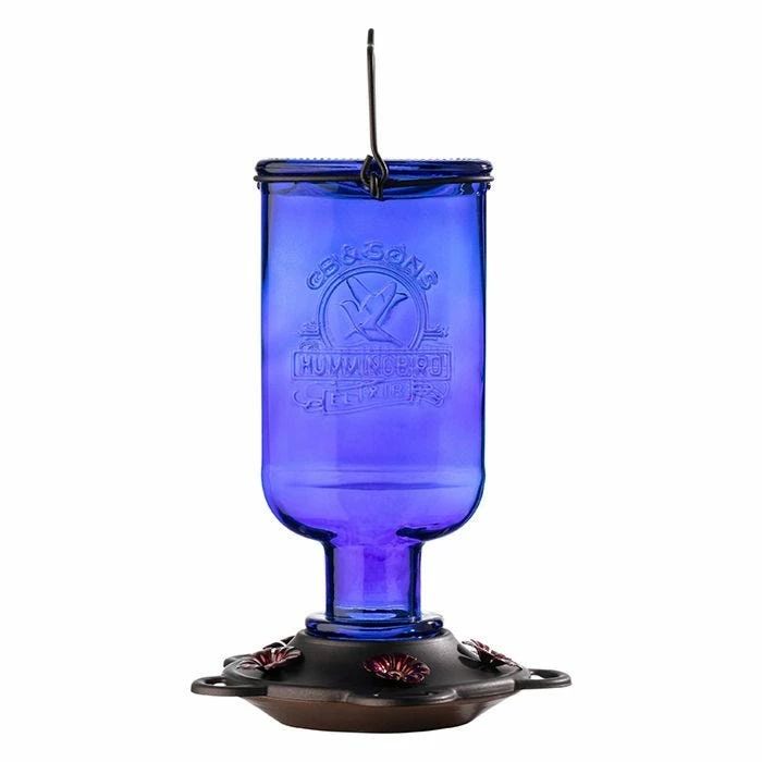 More Birds® Elixir Glass Hummingbird Feeder - 13 Oz - Blue 2 More Birds® Elixir Glass Hummingbird Feeder - 13 Oz - Blue - Image 2