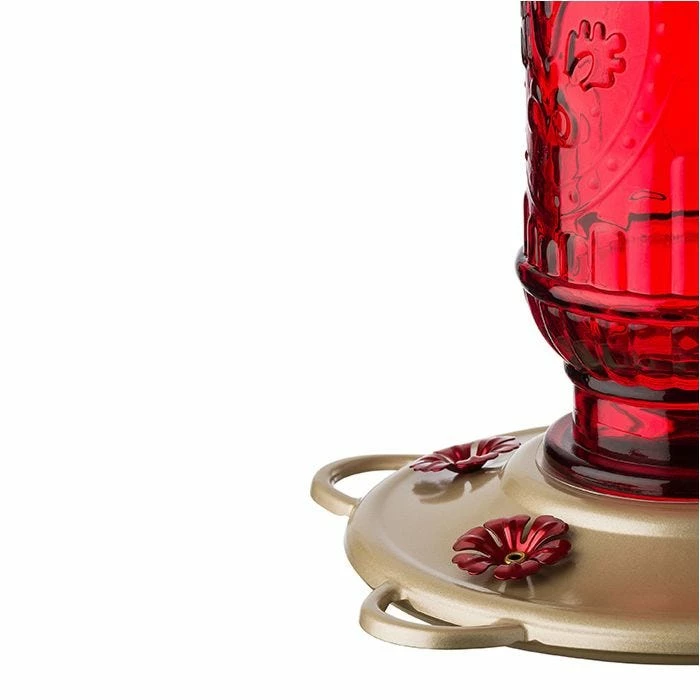 More Birds® Vintage Glass Hummingbird Feeder, Red - 20 Oz 2 More Birds® Vintage Glass Hummingbird Feeder, Red - 20 Oz - Image 2