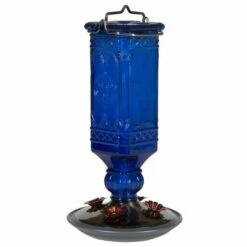 Perky-Pet® Cobalt Blue Square Antique Glass Bottle Hummingbird Feeder -birds Shop 8117 2 d 1