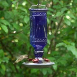 Perky-Pet® Cobalt Blue Square Antique Glass Bottle Hummingbird Feeder -birds Shop 8117 2 d 2