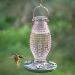 Perky-Pet® Cranberry Hobnail Vintage Glass Hummingbird Feeder