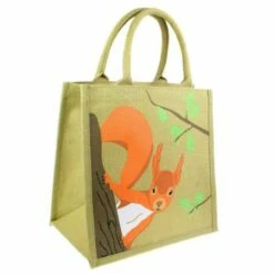 Squirrel Jute Shopping Bag -birds Shop 97945