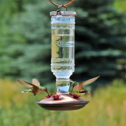 Perky-PetĀ® Clear Antique Glass Bottle Hummingbird Feeder - 10 Oz Nectar Capacity